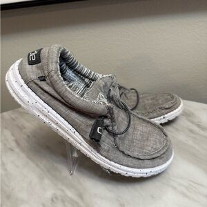 Hey dude grey with white soles size 8